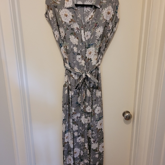 Zara button up tie waist maxi dress - Picture 1 of 6